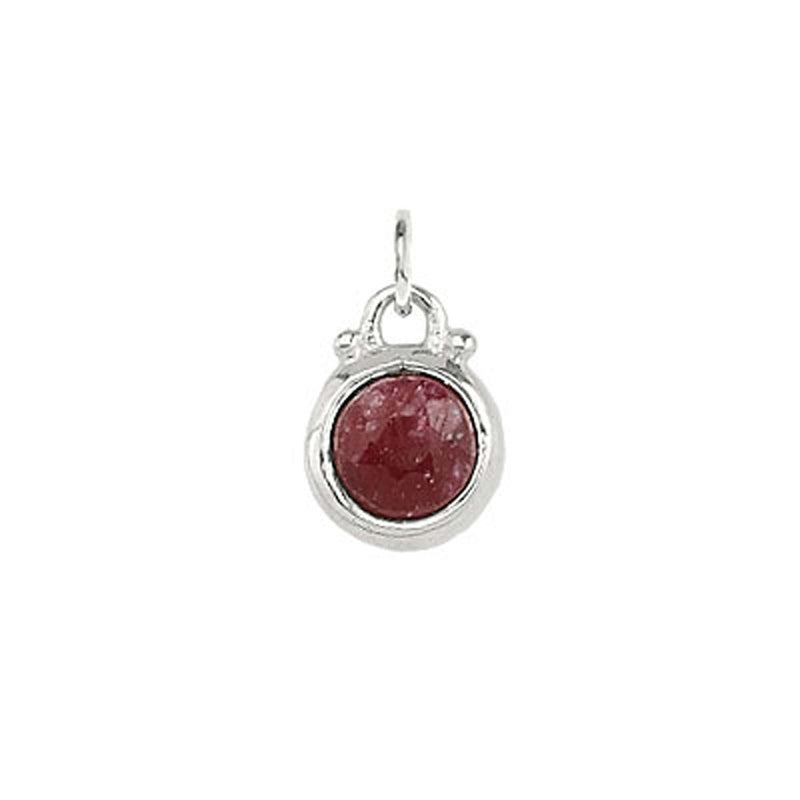 July -- Ruby Birthstone Charm in Silver