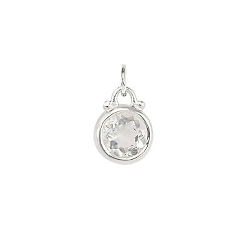 April -- Quartz Birthstone Charm in Silver