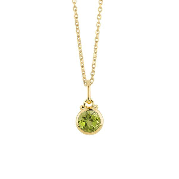 August Birthstone Charm Necklace in Gold