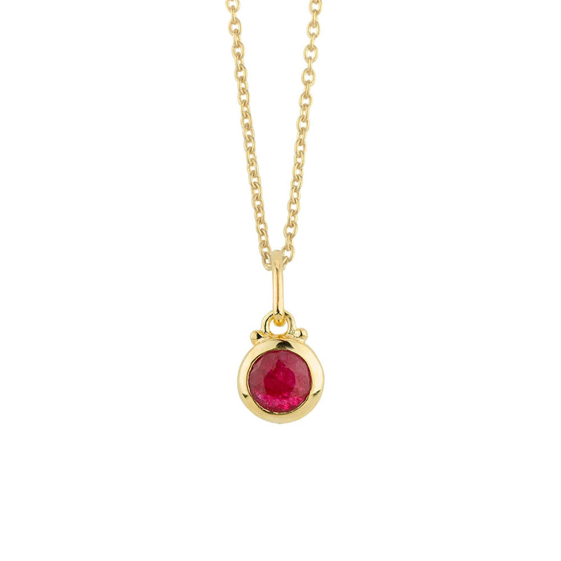 July Birthstone Charm Necklace in Gold