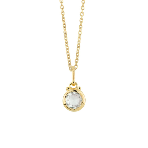 April Birthstone Charm Necklace in Gold