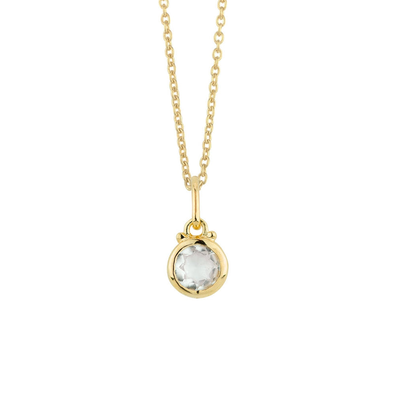 April Birthstone Charm Necklace in Gold