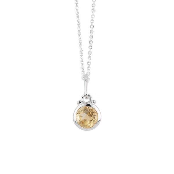 Heart Birthstone Charm Necklace Silver/Pindot Chain N2012