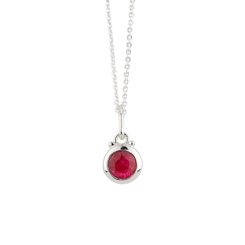 July Birthstone Charm Necklace in Silver