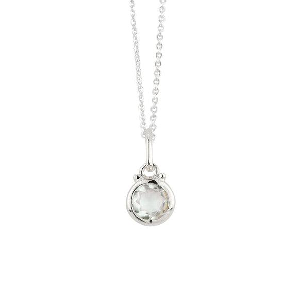 April Birthstone Charm Necklace in Silver