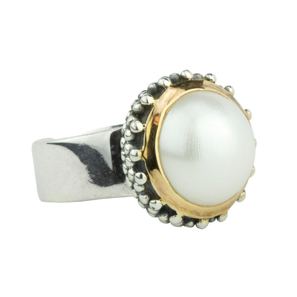 Two Tone Bali Pearl Ring