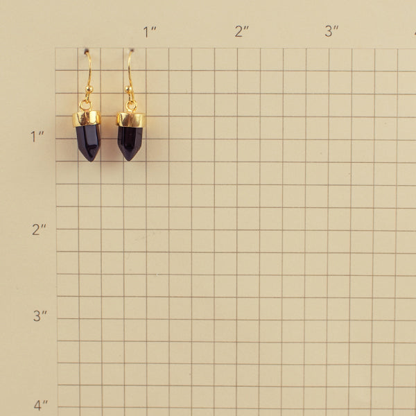 Gold And Black Onyx Prism Point Hook Earrings