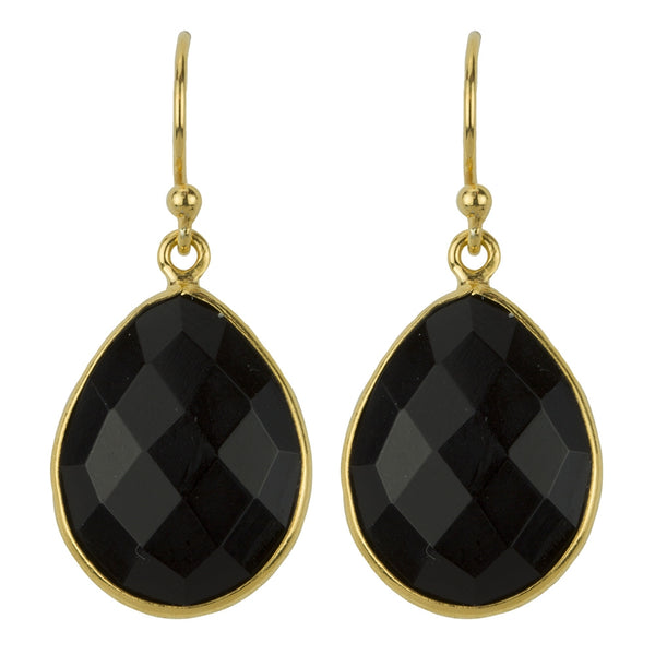 Cut Stone Earrings In Gold And Onyx