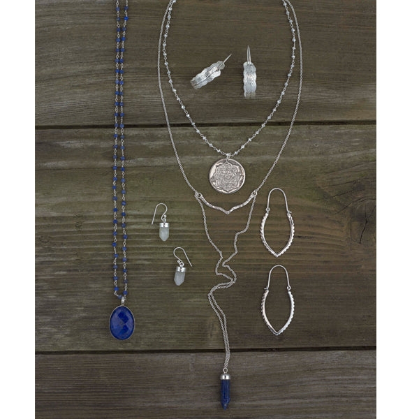 Silver And Moonstone Prism Point Hook Earrings - FINAL SALE