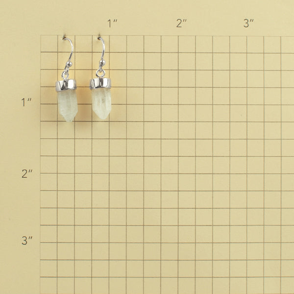 Silver And Moonstone Prism Point Hook Earrings - FINAL SALE