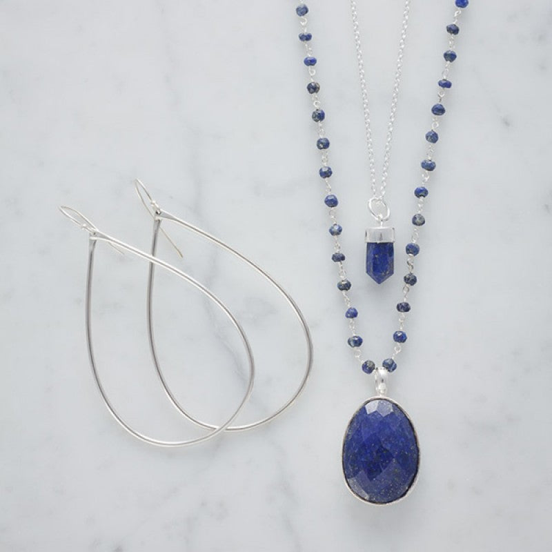 Prism Point Necklace In Silver And Lapis - FINAL SALE