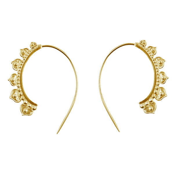 Half Lotus Hoops in Gold