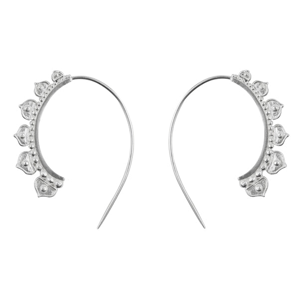 Half Lotus Hoops in Silver
