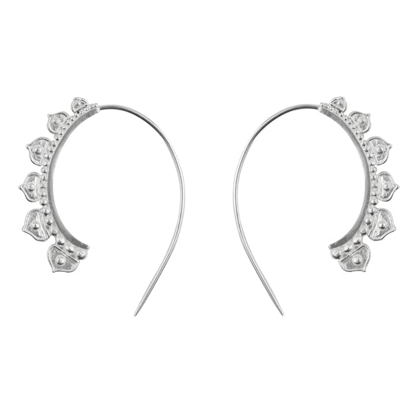 Half Lotus Hoops in Silver | Available to Ship June 7, 2024
