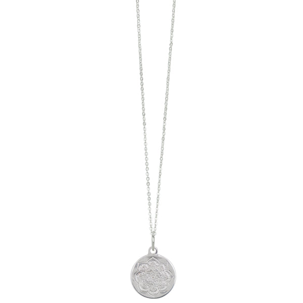 Lotus Coin Necklace in Silver