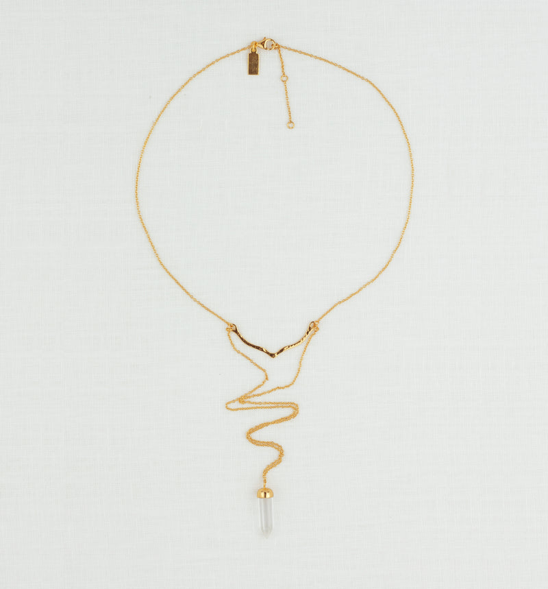 On Point Necklace In Gold And Rock Crystal