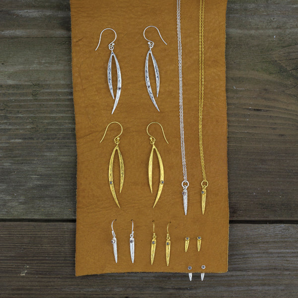 Raw Diamond Anlace Earrings in Gold