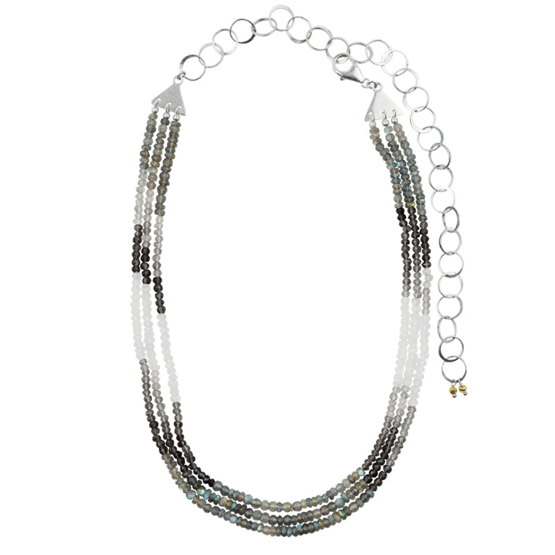 Tri-Stone and Sterling Necklace