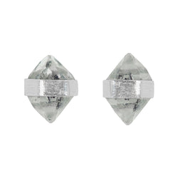 Banded Herkimer Diamond Post Earrings in Silver