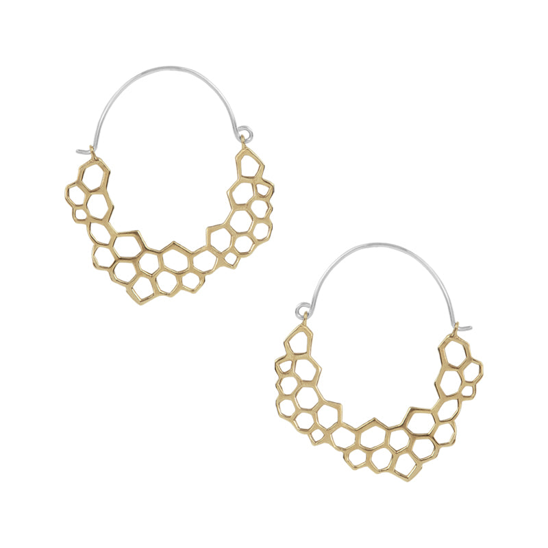 Bronze Honeycomb Hoop Earrings | Available to Ship August 7, 2026