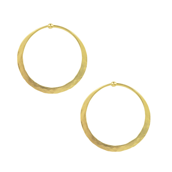 Hammered Hoops in Gold - 1 1/2"