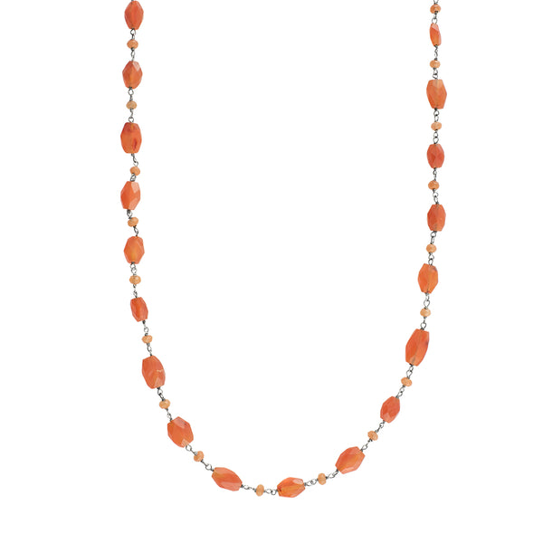 Stone Strand Necklace - Carnelian - 22-24"