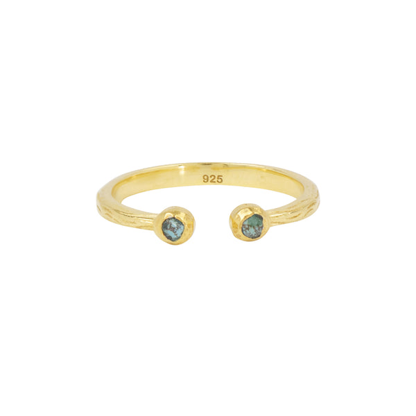 Soufflé Stone Stacker Ring in Chrysocolla and Gold