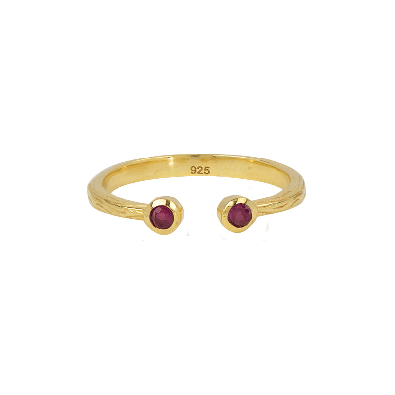 Soufflé Stone Stacker Ring in Ruby and Gold