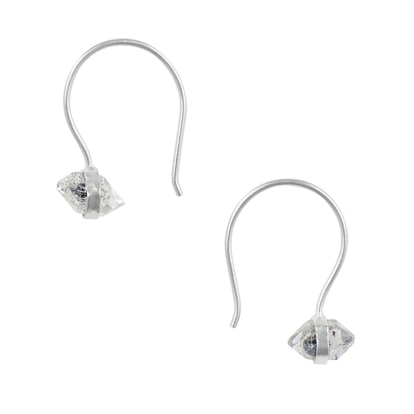 Banded Herkimer Diamond Hooks in Silver | Available to ship March 4, 2024
