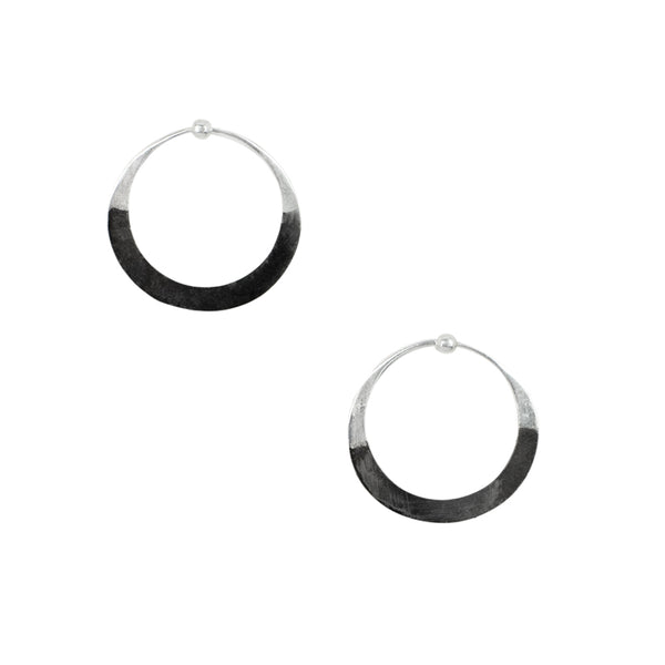 Rhodium Dipped Hammered Hoops in Silver - 1"