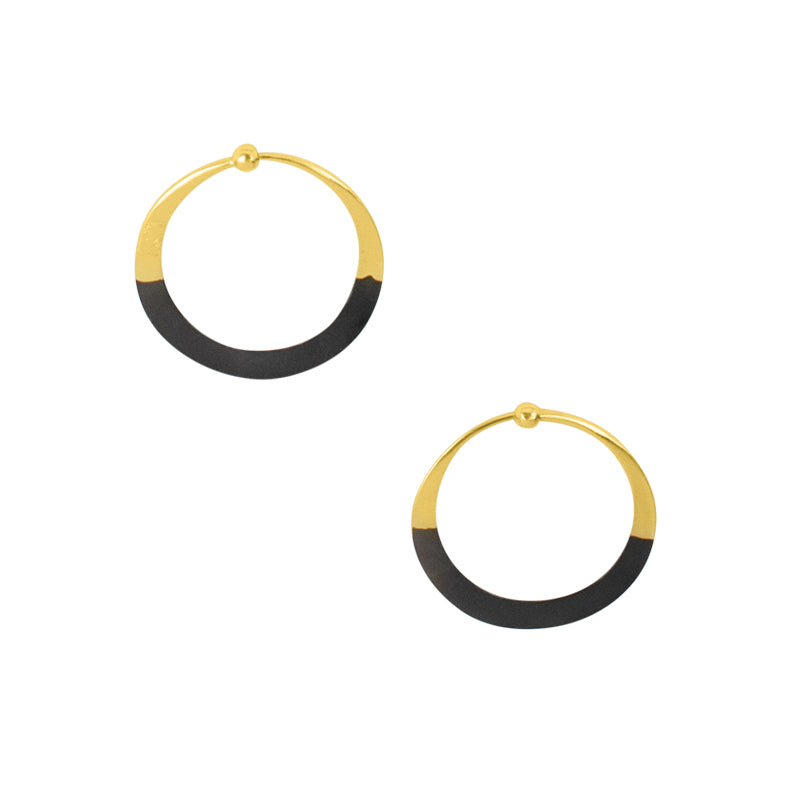 Rhodium Dipped Hammered Hoops in Gold - 1"