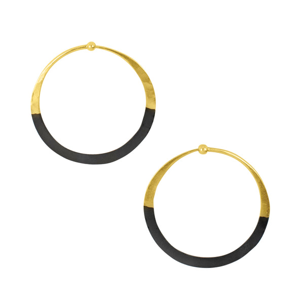 Rhodium Dipped Hammered Hoops in Gold - 1 1/2" | Available to Ship June 3, 2024