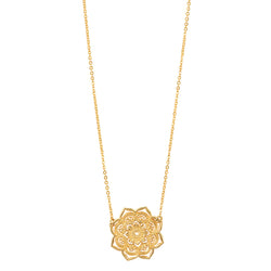 Open Heart Lace Mandala Necklace in Gold