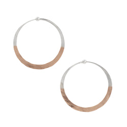 Rose Gold Dipped Hammered Hoops - 1 1/2"