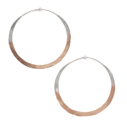 Rose Gold Dipped Hammered Hoops - 2"