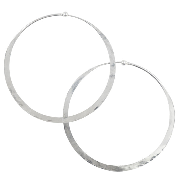 Hammered Hoops in Silver - 2 1/2"