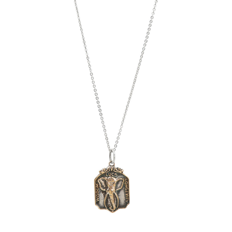 Nature Saint Necklace in Bronze - Elephant: Wisdom | Luck | Longevity