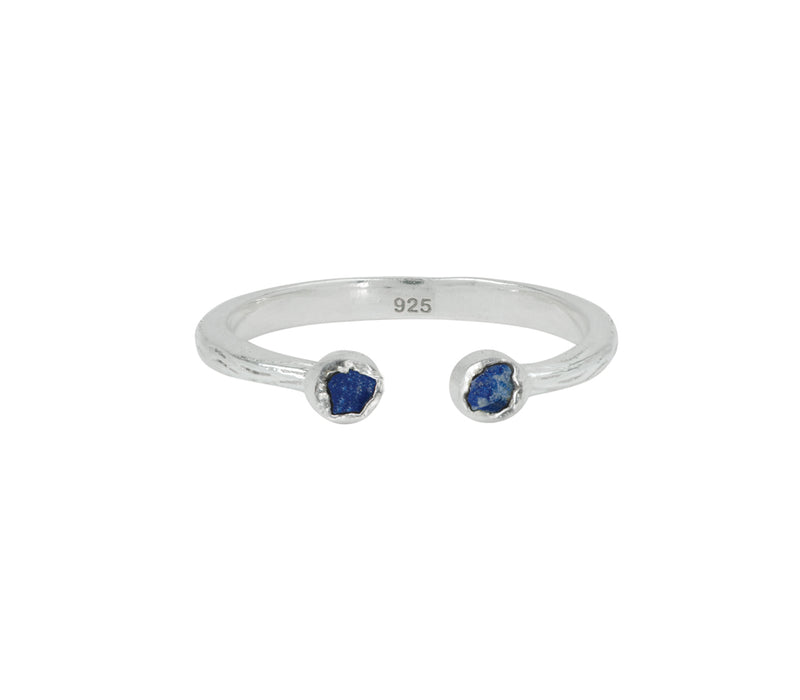 Soufflé Stone Stacker Ring in Lapis and Silver