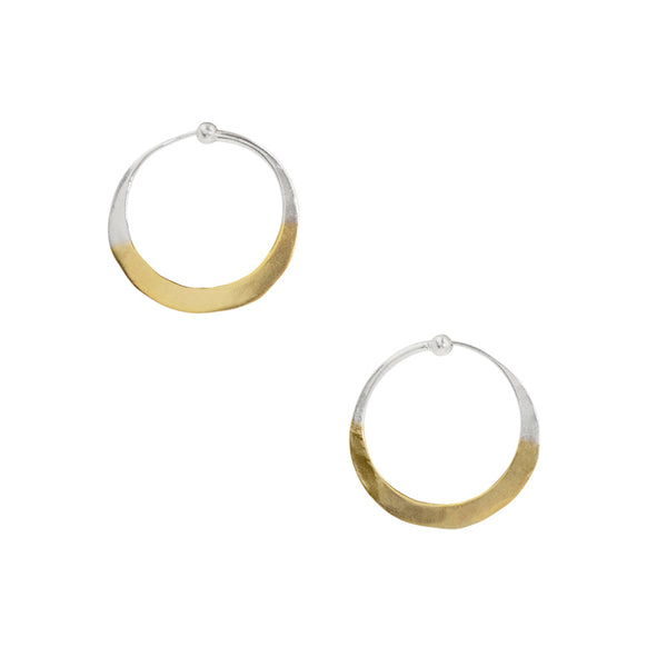 Gold Dipped Hammered Hoops - 1"