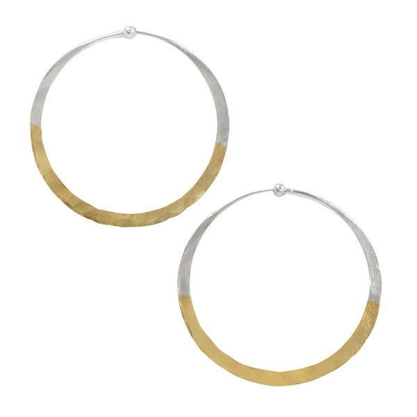Gold Dipped Hammered Hoops - 2"