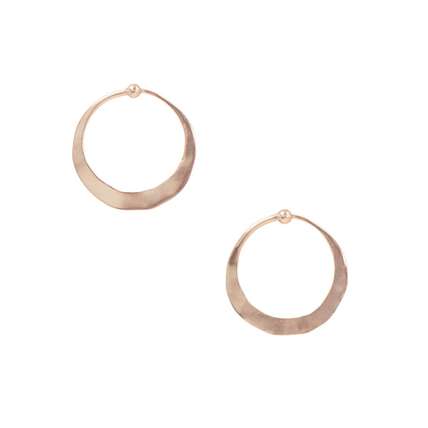 Hammered Hoops in Rose Gold - 1"