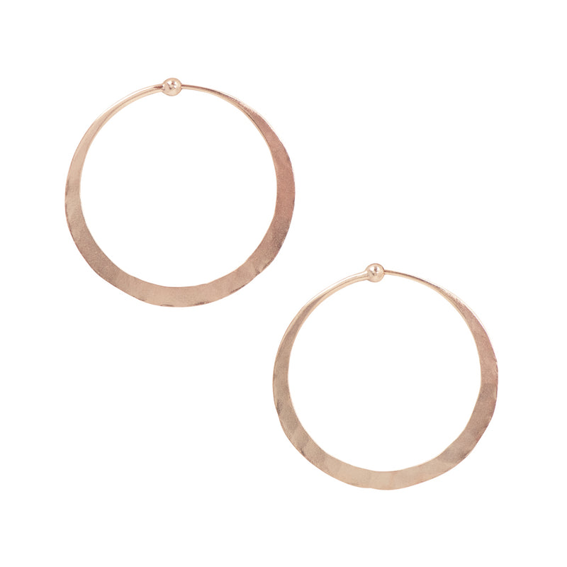 Hammered Hoops in Rose Gold - 1 1/2"