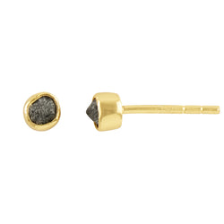 Soufflé Stone Posts in 3.5mm Raw Diamond & Gold