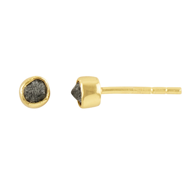 Soufflé Stone Posts in 3.5mm Raw Diamond & Gold