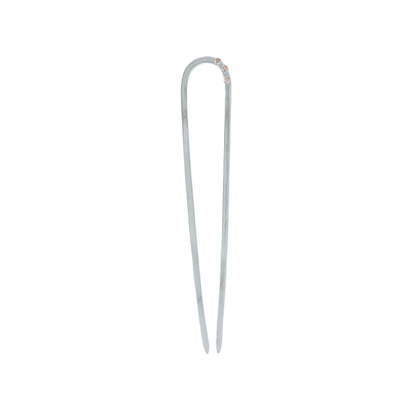 Stone Trio Hair Pin in Silver & Pink Opal