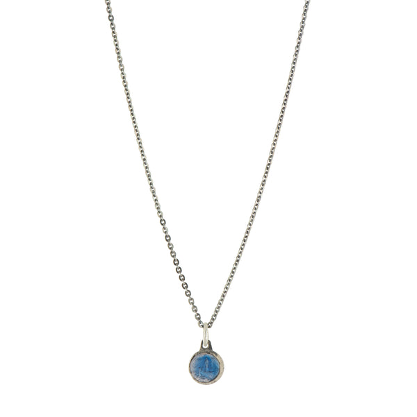 Blue Enamel Vintage Saint Necklace -  #34