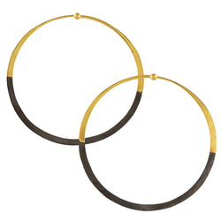 Rhodium Dipped Hammered Hoops in Gold - 2 1/2"