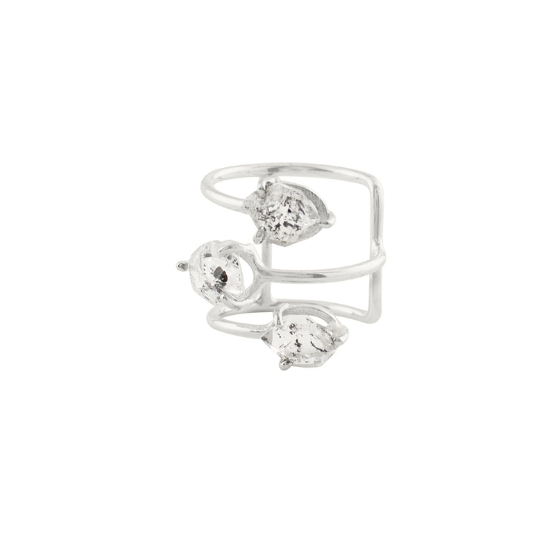 Herkimer Trio Cage Ring in Silver