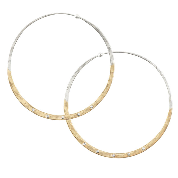 Riveted Hammered Hoops in Half Bronze - 2 1/2"