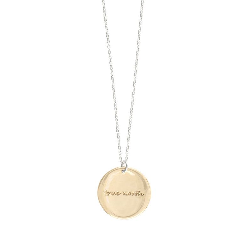 "True North" Compass Musing Necklace in Bronze - 32"L Chain